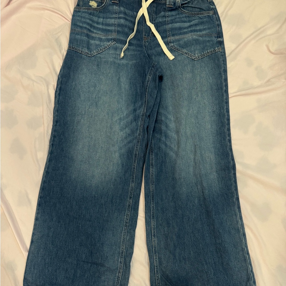 SO Women's Denim Wide Leg Jeans sz XL mid rise pull on